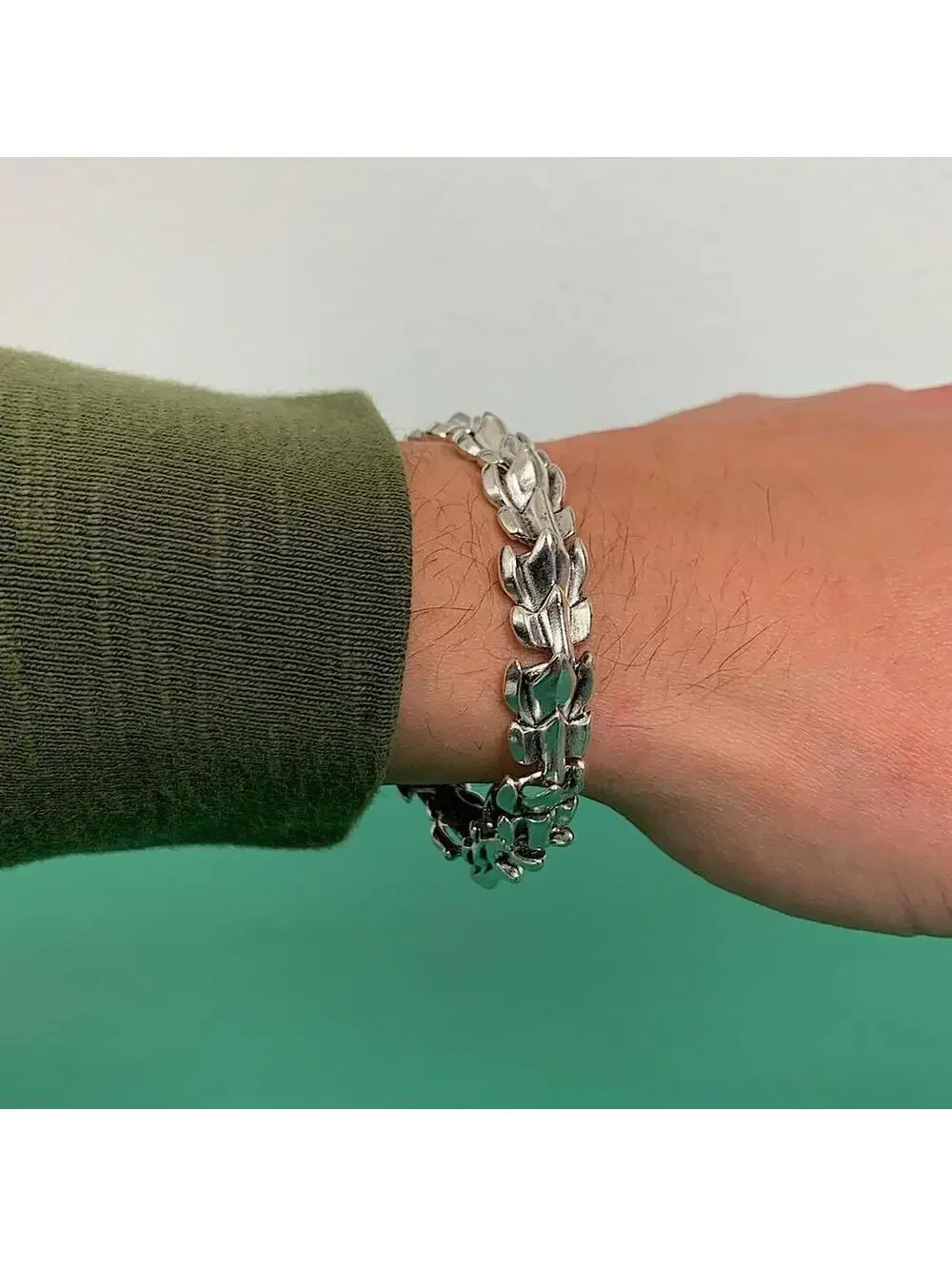 Grunge y2k style Silver stainless steel dragon scale head bracelet
